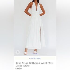 Selfie Leslie White Gathered Waist Maxi Dress